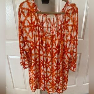 MICHAEL Michael Kors Orange 3/4 Sleeve Tie Front Tunic